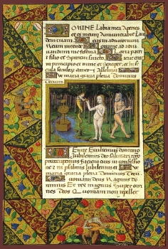 Scene from the Garden of Eden, from the Hours of Louis d'Orleans, c.1490. Saint Petersburg, National Library, lat. Q.v.I.126 (Moleiro Editor)