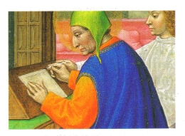 scribe and helper from Libro de Horas de Juana I de Castilla